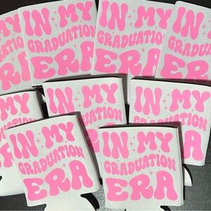 Pink "In My Graduation Era" Can Cooler - Party Drink Koozie - set of 24